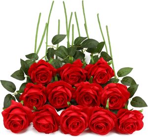 Vente flash - Roses artificielles à longues tiges en soie - Roses rouges - Fleurs pour la maison - Décorations de Noël - Mariage - Saint-Valentin - Product Image 6