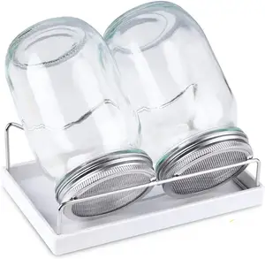 Kit de pots de sirop de sucre, 2 bocaux à bout large avec écran en acier inoxydable de 304, plateau en mélamine, graines