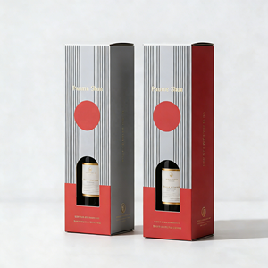 Boîte <span class=keywords><strong>cadeau</strong></span> pour vin avec poignée, en carton ondulé, personnalisée avec logo imprimé, haut de gamme, portable, étanche, pour 2/4/6 bouteilles - Product Image 2