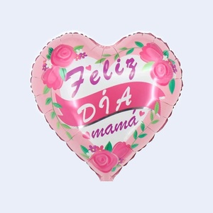 Palloncino in Foil a Forma di Cuore 45cm con Stampa Digitale Floreale Rosa per Decorazioni Festa della Mamma - Product Image 1