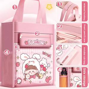 Bonito bolso de lona con cierre de cremallera, bolso de hombro Bubu, carpeta de archivos de tela, papelería, bolsa para documentos, proveedores escolares - Product Image 6