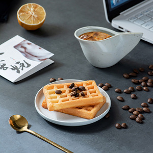 Ensemble tasse à espresso et soucoupe en grès couleur unie Morandi, assiette à collation pour restaurant et café - Product Image 2