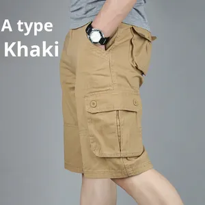 Vente en gros de nouveaux pantalons décontractés à cinq points pour hommes taille plus lâche livraison directe transfrontalière Cargo papa Shorts d'âge moyen - Product Image 2