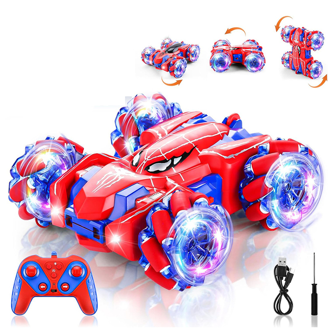 2.4G 6 Channels Arm Swinging Spray Remote Control Spider 4WD Drift Stunt Car with USB Cable Scooter Toy