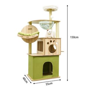 Cat <b>Tree</b> Floor to Ceiling 5-tier Tower Cat Climbing Solid Wooden Frame <b>Tree</b> House Adjustable Height Cat <b>Tree</b> Ceiling - Product Image 3