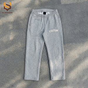 Conjunto Deportivo Personalizado de Alta Calidad en Gris Jaspeado, Sudadera con Capucha de Felpa Gruesa y Pantalones Deportivos de Pierna Ancha para Hombre - Product Image 3