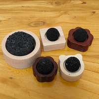 Ensemble diffuseur d'aromathérapie en pierre de lave polie - Série pierre naturelle avec combinaison pierre et bois, décoration de boules de roche volcanique