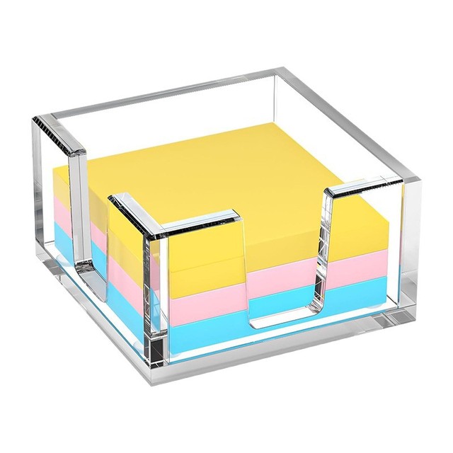 Transparent Acrylic Memo Box Desk Decoration Storage Note Holder