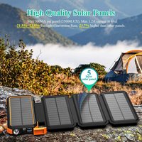 Batterie externe portable 20000mAh Li-Polymère étanche avec 3 panneaux solaires pliables supplémentaires, double USB, 74Wh, charge rapide sans fil pour téléphone portable