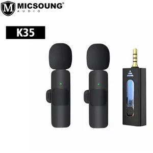 K35 Mikrofon Mikrofon Nirkabel, Klip Lavalier Kerah Lapel dengan Colokan 3.5Mm untuk Kamera Ponsel Vlogging