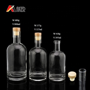 Personnalisé 350ml 500ml 750ml taille liqueur bouteille de <span class=keywords><strong>vin</strong></span> en verre avec du liège - Product Image 2