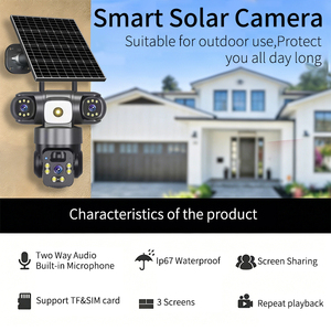 Telecamera <span class=keywords><strong>di</strong></span> <span class=keywords><strong>Sorveglianza</strong></span> Solare Wireless Rscamcom V380pro 6MP con Scheda SIM 4G, Tre Obiettivi, PTZ per Esterni - Product Image 2
