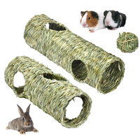 Tunnel en herbe tissée de lapin naturel Timothy Hay Chew Toy House Hamster Furets Hutch Bed