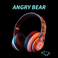 Audífonos Bluetooth BH10 Angry Bear con Logotipo de Luz RGB de Alta Calidad, Audífonos Bluetooth Supraaurales, Audífonos para Juegos con Cancelación de Ruido