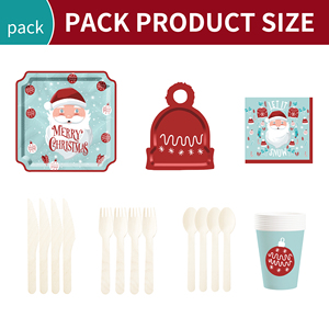 DAMAI Customized Christmas Party Tableware Set with Red Hat House Socks Patters Disposable Paper Plates Cups Napkins - Product Image 6