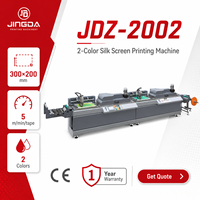 Máquina de Serigrafía JINGDA JDZ-2002 de 2 Colores y 5m/min, Impresora de Etiquetas para Prendas, Equipo de Impresión de Cintas de Tela