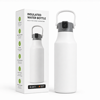 Bouteille d'eau sport personnalisée en acier inoxydable de 24 oz avec poignée, isolée sous vide, anti-fuite, avec paille, pour les voyages en extérieur