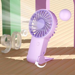 2025 Portable Usb Small Wind Purple Air Cooling Hand Foldable Desktop Rechargeable Handheld Mini Fan With <b>Hook</b> - Product Image 1