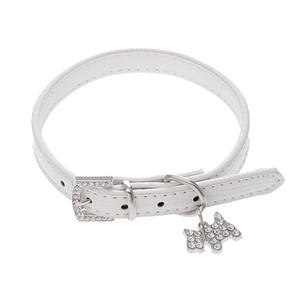 <span class=keywords><strong>Collar</strong></span> de gato y perro de cuero PU de patrón sólido con accesorio colgante, Correa y <span class=keywords><strong>Collar</strong></span> para mascotas - Product Image 3