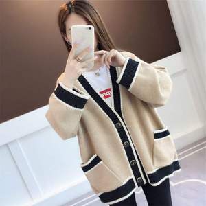 <span class=keywords><strong>Pull</strong></span> en laine à rayures tendance pour <span class=keywords><strong>femme</strong></span>, col en V, manches longues, tricot décontracté pour l'hiver - Product Image 6