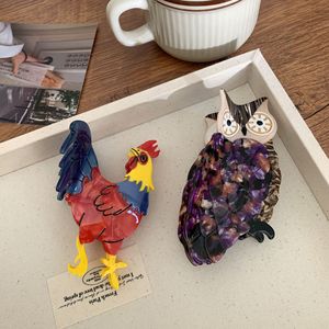 Pinza de Pelo con Forma de Animales de Acetato Colorido, Diseño Creativo, Búho Dulce, Accesorios PARA EL Cabello Femenino, Pinzas de Garra de Gallo Grande Simulada - Product Image 4