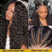 Pelucas de Cabello Humano con Frente de Encaje Transparente HD, Peluca Rizada Profunda con Cierre de Encaje, Pelucas Frontales 13x4 13x6 para Mujeres Negras