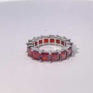 Tianyu Gems Chic <b>Copper</b> Plated Red Zircon Eternity <b>Band</b> Ring Women's Fashion Statement Jewelry - Product Image 1