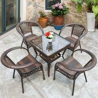 Tables et chaises de balcon d'extérieur en rotin et bambou, style chinois