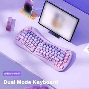 Clavier sans fil ergonomique à 68 touches multimédia avec motif chat mignon, double mode BT5.0 pour Win/Android/i.OS/OS - Product Image 3