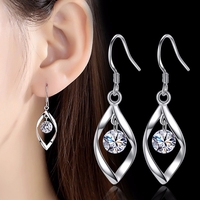 Anting-anting kancing zircon mewah ringan FY-EZ213 925 Sterling Silver untuk wanita, gaya Ins, lingkaran geometris minimalis yang sedang tren