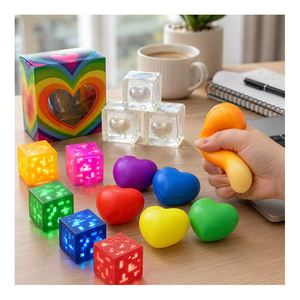 Cross Border Glowing <b>Squishy</b> Toy Heart Cube Squeeze Ball Soft Rubber Anti Stress Fidget Gift Online Seller Marketplace - Product Image 5