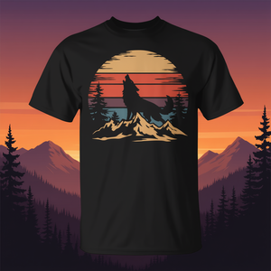 Camiseta Wolf Mountain Retro Howling Wolf Nature para hombre, color negro, talla grande - Product Image 3