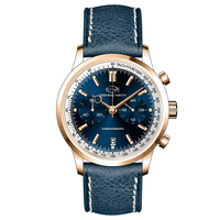 Montre bracelet hommes façon saphir, chronographe automatique, St1901, mouvement, verre de cristal, mécanique