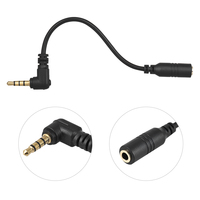 EY-S04 3.5mm 3 pôles TRS femelle à 4 pôles TRRS mâle 90 degrés angle droit adaptateur de Microphone câble Audio stéréo Mic convertisseur