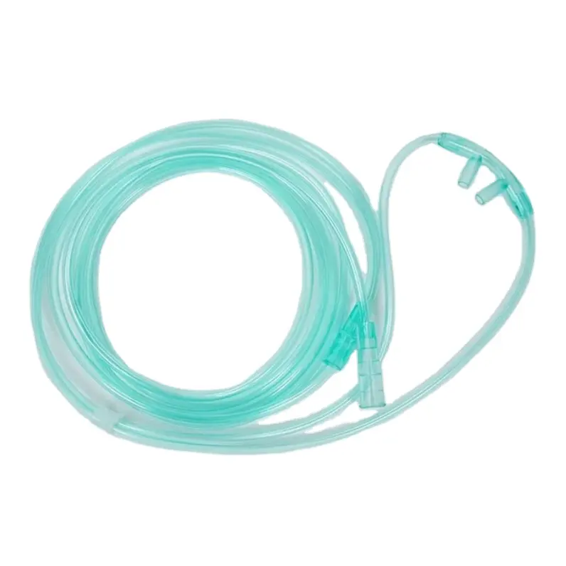 Medico consumabile Sterile monouso in PVC umidificato vie aeree Cannula di ossigeno di aspirazione nasale con punte e tubo