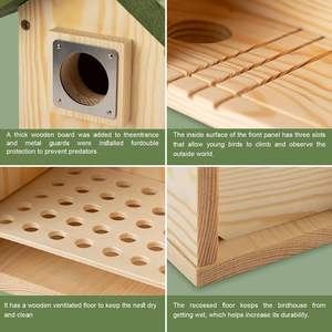 Maisons d'oiseaux en bois suspendues pour l'extérieur Kit de maisons d'oiseaux bleus en bois pour la décoration de jardin extérieur Nichoir en bois - Product Image 3