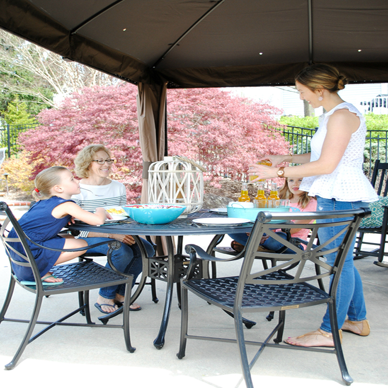 Gazebo extérieur En Polycarbonate Kaki Métal Jardin D'auvent de Belvédère Avec Table