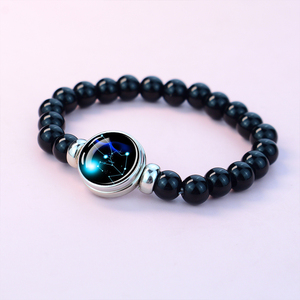 Groothandel hemelse dierenriem sterrenbeeld armband zwart glazen kraal sterrenkaart baan sieraden neutraal unisex verjaardagscadeau - Product Image 4