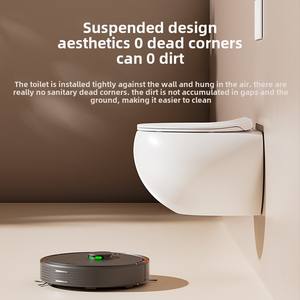 Inodoro suspendido en forma de huevo de cerámica moderno montado en la pared para apartamento pequeño para baño doméstico con tanque de agua de drenaje de pared - Product Image 4