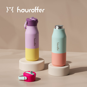 Houroffer Stainless Steel Water <b>Bottle</b> 500ml Insulated With Detachable Handle For Travel Outdoor Use - Product Image 3