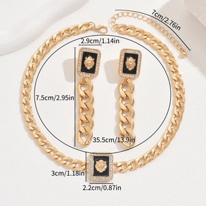 마카사이트 하이 스타일리시 펑크 골드 도금 천연석 목걸이 & 팔찌 세트 여성용 오리지널 파티용 - Product Image 3