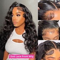 Perruques Lace Front en Cheveux Humains Transparentes pour Femmes, Cheveux Vierges Brésiliens Body Wave 13x4, Brun Clair, Petites et Longues, HD