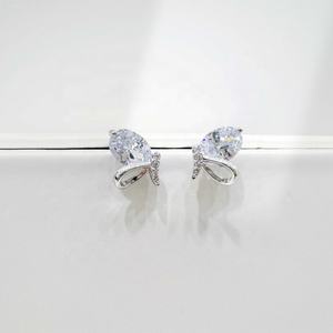 Prix usine boucles d'oreilles tendance en argent sterling 925 plaqué argent, motif nœud papillon, style coréen, petites, émaillées, simples, pour femme, bon marché - Product Image 4