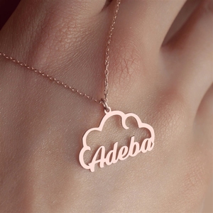 Collier personnalisé en acier inoxydable plaqué or avec nom et motif nuage mignon, idéal pour la fête des mères (Dropshipping) - Product Image 6