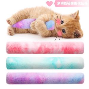Coussin jouet pour chat en peluche tie-dye multicolore, à auto-entretenir, avec herbe à chat pour le développement dentaire du bébé - Product Image 2