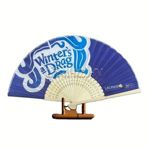 Handmade Portable Bamboo Folding Fan Painted Decorative Pattern for Business <b>Gifts</b> or Weddings - Product Image 3