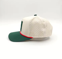 Casquette de baseball personnalisée à 5 panneaux à séchage rapide Casquette de baseball imperméable en PVC Patch Logo Performance avec trou laser mignon Chapeaux à profil haut