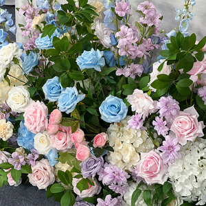 Ensemble d'arrangements floraux artificiels de haute qualité en <span class=keywords><strong>rose</strong></span> et bleu pour les mariages, décorations de fond de scène de mariage et accessoires floraux - Product Image 3