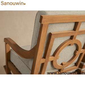 Fauteuil à bascule de jardin |   Bois de teck massif moderne |   Chaise <span class=keywords><strong>d</strong></span>'extérieur avec <span class=keywords><strong>coussin</strong></span> amovible résistant aux intempéries pour l'école et l'hôtellerie - Product Image 3