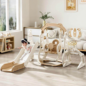 Ensemble de jeu pour enfants avec toboggan, balançoire, panier de basket et but de football, directement de l'usine, sécurisé, pour la maison et le parc - Product Image 2